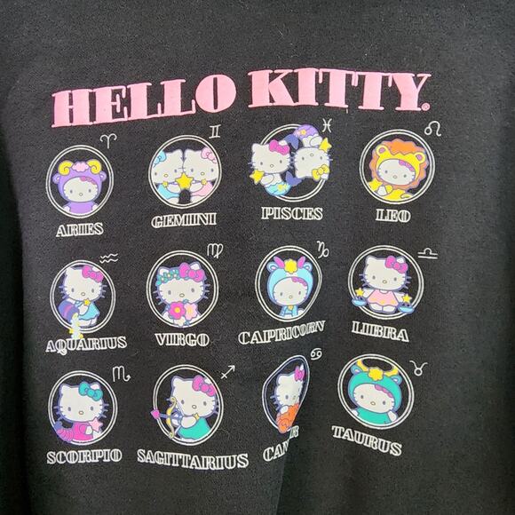 NEW Forever 21 Hello Kitty Black Astrology Graphic Cropped Fleece Hoodie - Picture 8 of 11